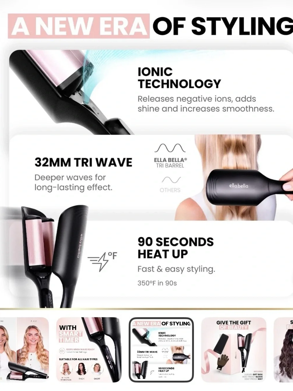 Compact Black and Rose Gold Mini Hair Straightener